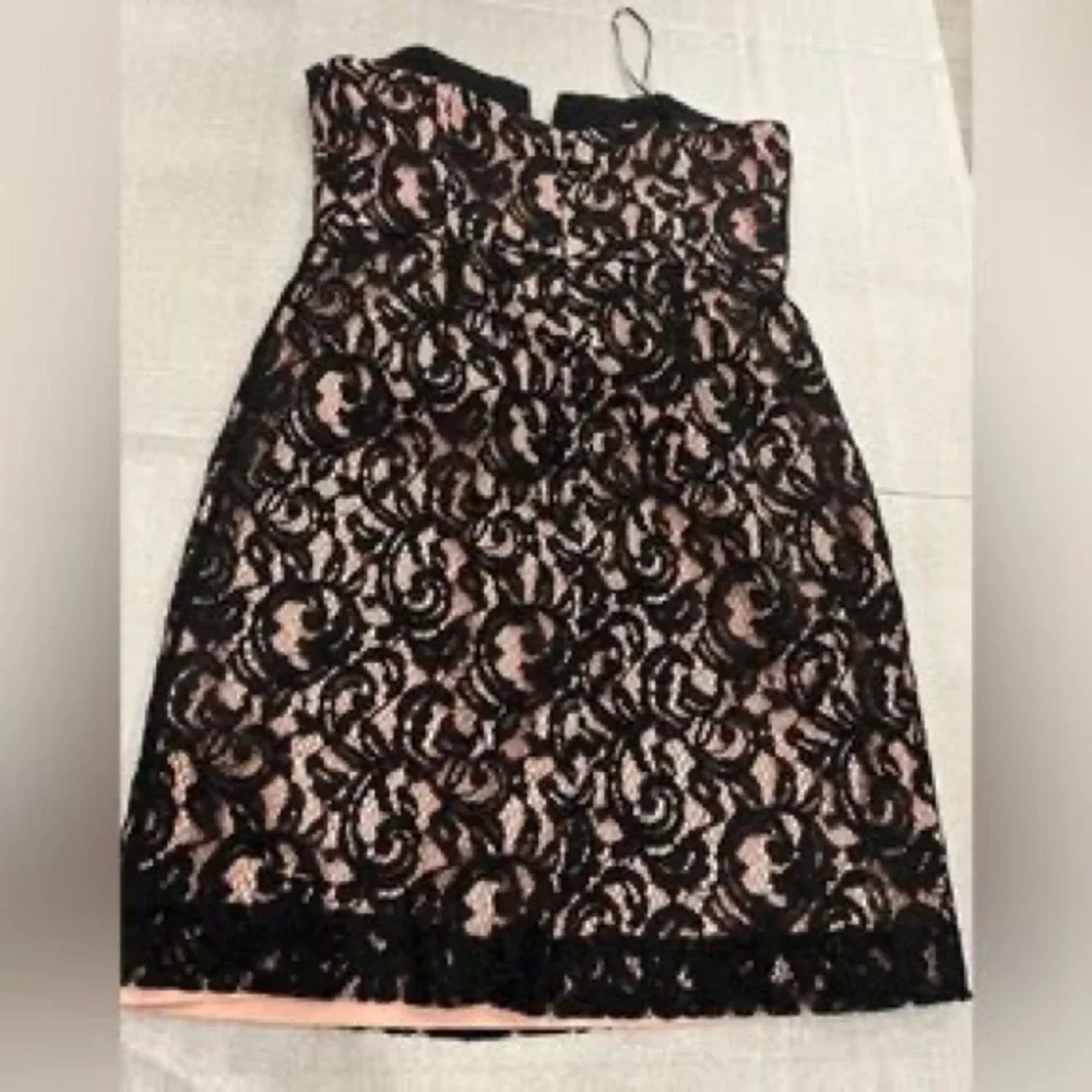 Strapless Black Lace Overlay Cocktail Dress